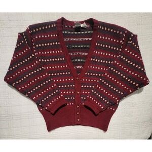J.G. Hook‎ 100% Wool Cardigan Womens Medium Shetland Vintage Button Up